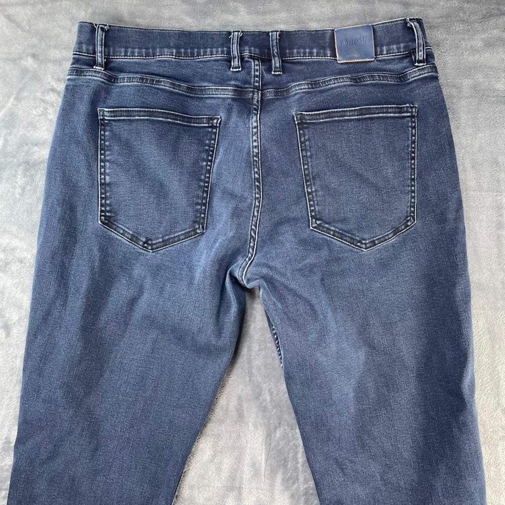 Mugsy Darkest Blues Jeans Mens 36x32 Fits 36x32 Blue Straight Leg Stretch Denim - Picture 5 of 10